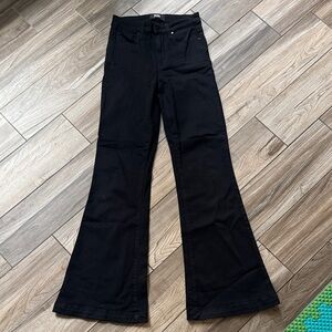 PAIGE GENEVIEVE DENIM FLARE BLACK PANTS SIZE 25